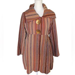 Judith March Light Coat Multicolor Stripe - Size Small